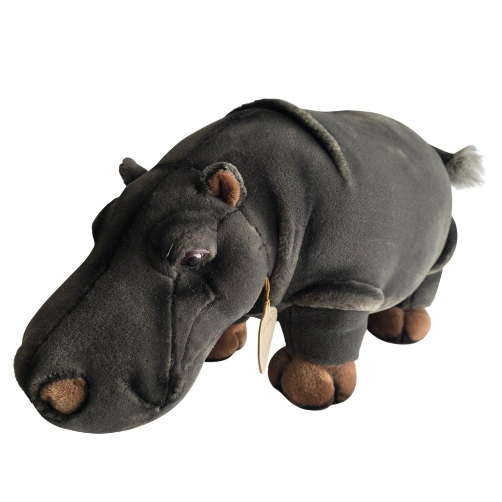 Vintage 1996 Aurora Classic Hippo Plush Stuffed Animal Grey Realistic 17 Inch
